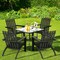 Patio Durable Acacia Wood Adirondack Lounge Armchair with Slatted High Backrest